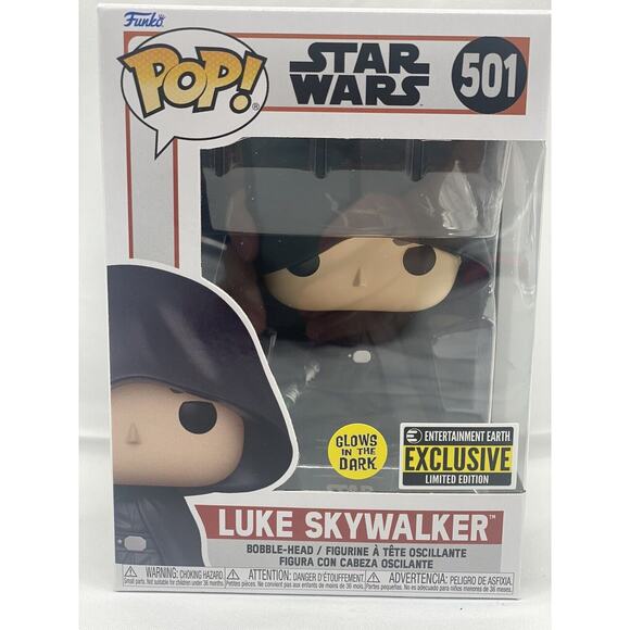 FUNKO POP! Star Wars: Mandalorian Luke Skywalker Glow-in-the-Dark EE Exclusive - Picture 1 of 6